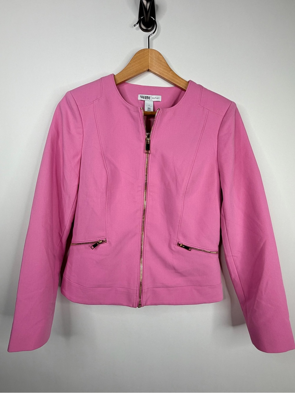 White House Black Market Bright Pink Zip-Front Blazer